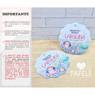 Tag Personalizada para Lembrancinha Fundo do Mar Rosa - 5 cm em Oferta na Shopee