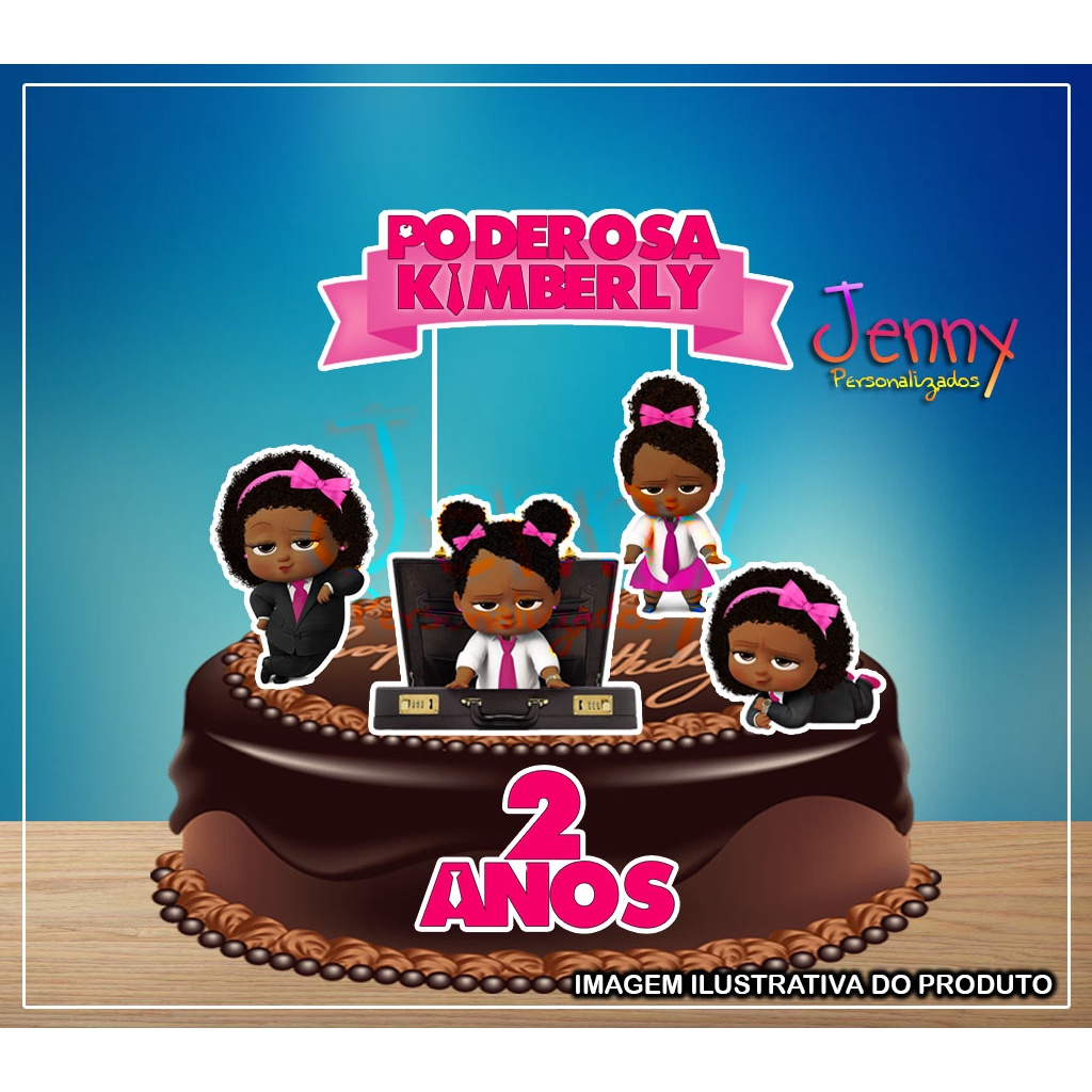 Topo Topper de Bolo Personalizado Poderosa Chefinha Negra