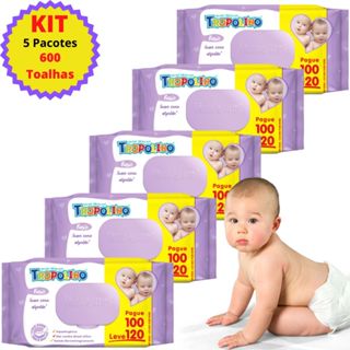 Kit 600 Toalhas Umedecidas Infantil Lenços Umedecidos Para Bebê - 5 Pacotes Com Tampa em Oferta na Shopee