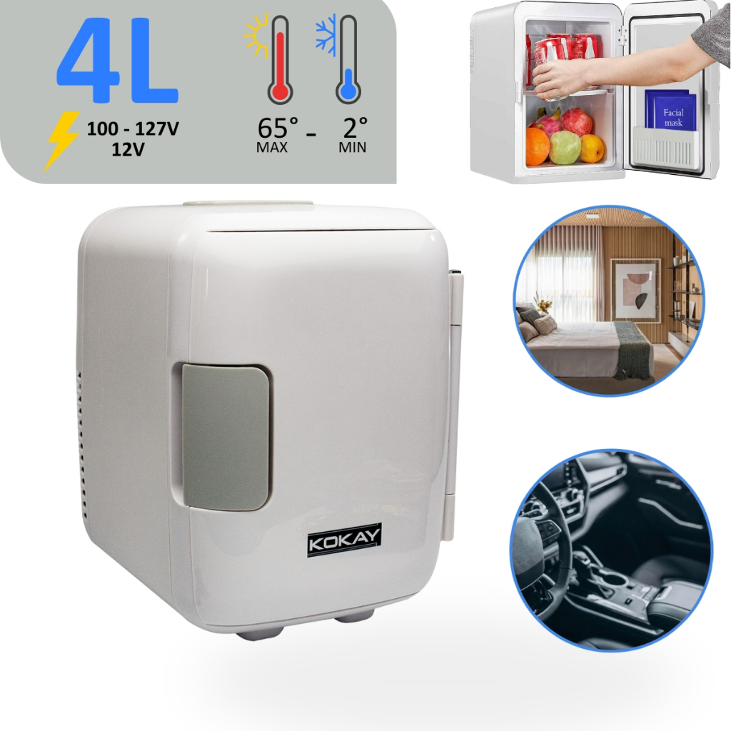 Mini geladeira portátil para carro e casa 4 litros 12v 127v cooler frigobar refrigerador e aquecedor