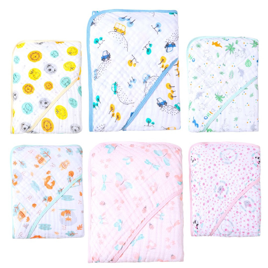 TOALHA DE BANHO FRALDA SOFT COM CAPUZ PARA BEBÊ AVULSA E KIT COM 2 OU 3 TOALHAS PAPI OU MINASREY