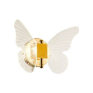 KIT2 Arandela Borboleta Led 3000k Dourada Decorativa De Parede Cor Dourado 110V/220V