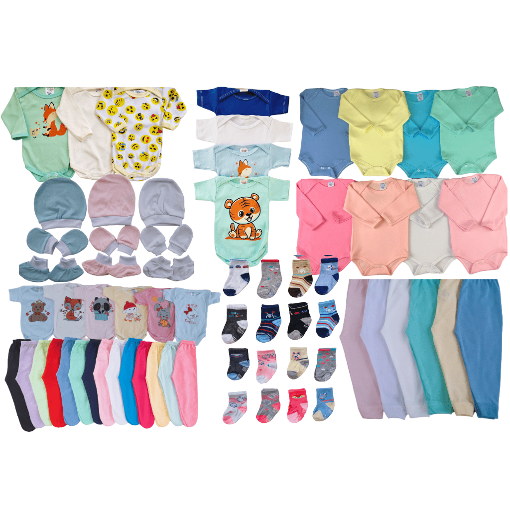 Lote Roupas de Bebê 21 Peças Body +Mijão +Toca +Luva +Sapatinho +Meia