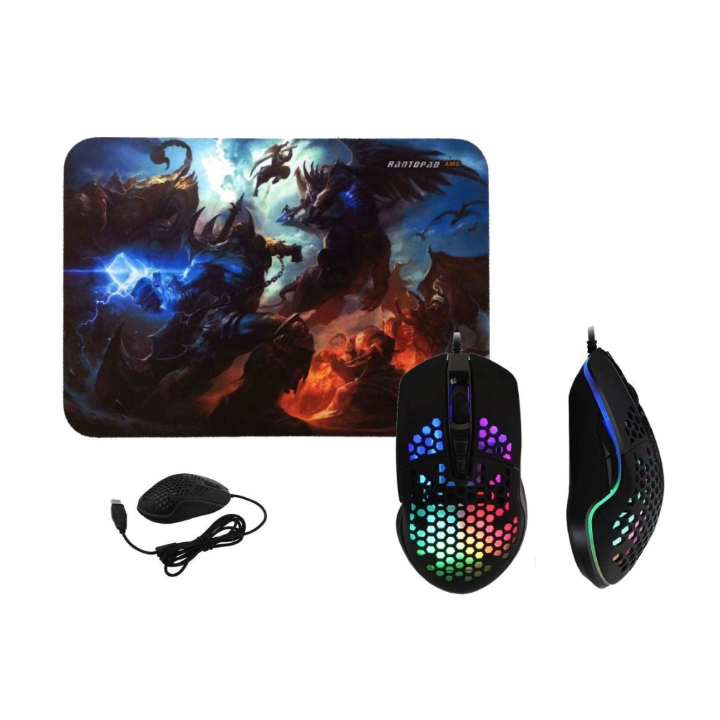 Mouse Gamer 12.800 Dpi Optical Led + Mousepad Sortido super lindo top
