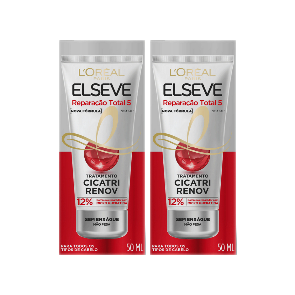 Kit 02 unidades - Leave-in Tratamento Elseve Cicatri Renov 50ml Reparacao Total 5