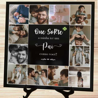 PORTA RETRATO DE AZULEJO PAIS COM NOME E FOTO em Oferta na Shopee