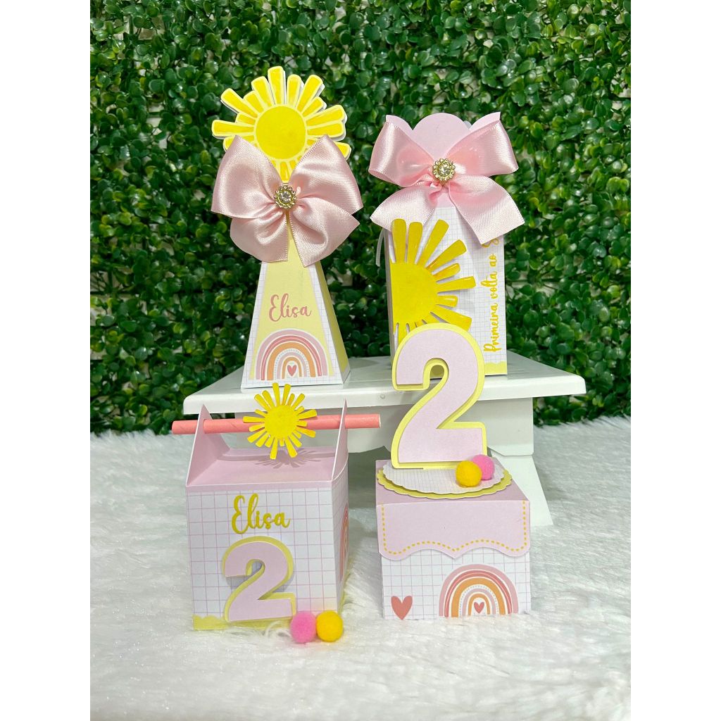 Kit Festa Primeira Volta ao Sol - 20 Peças - Lembrancinha Personalizada Aniversário - Papelaria Personalizada