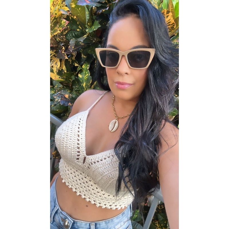 Cropped Crochê de Amarrar Verão Praia Boho Gringa em Oferta na Shopee