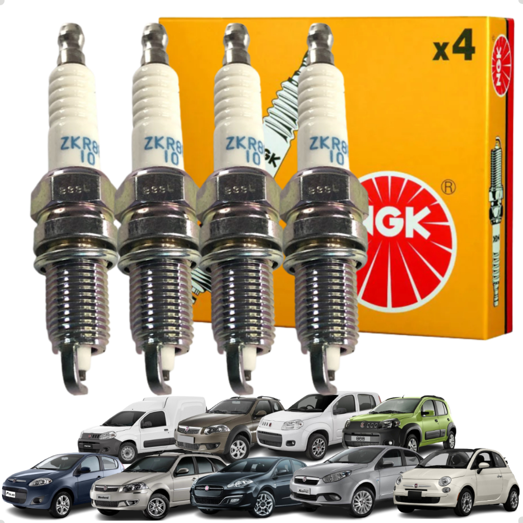 Kit Jogo De 4 Velas De Ignição Fiat Palio Fiorino Uno 1.4 8v