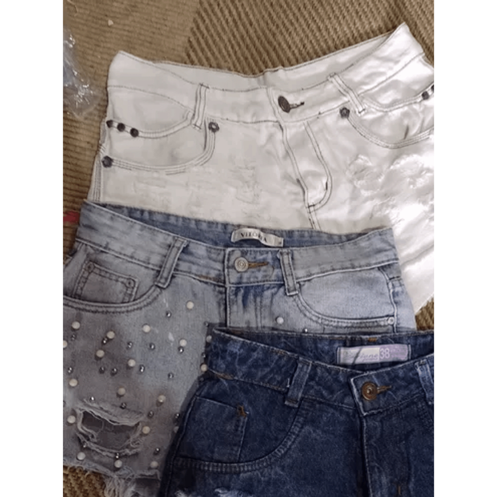 lote de roupa 30 shorts jeans para brechó desapego