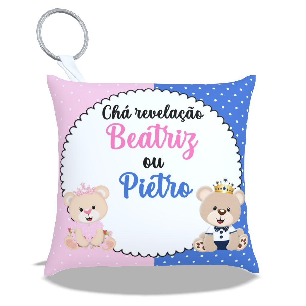 almochaveiro chá revelação arte frente e verso personalizado