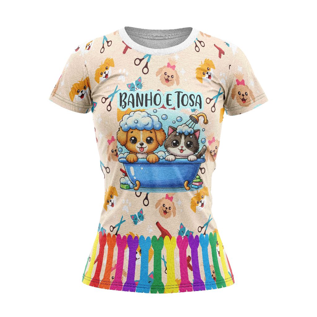 T-Shirt Blusa Malha Casual Feminina Camisa PROFISSÃO PET SHOP BANHO E TOSA REF:002 em Oferta na Shopee