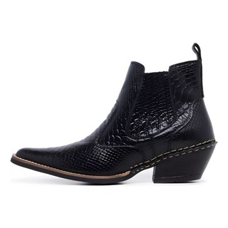 Bota Masculina Botina Country Escamada Anaconda Couro Bovino Bico Fino