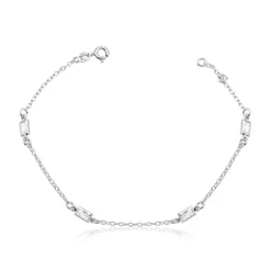 Pulseira Feminina de Prata 925 Baguete com zircônia