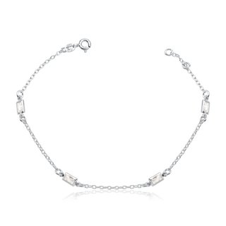 Pulseira Feminina de Prata 925 Baguete com zircônia em Oferta na Shopee
