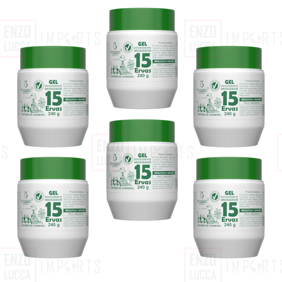 Kit 6 Unidades Gel para Massagens 15 Ervas 240g Bio Instinto