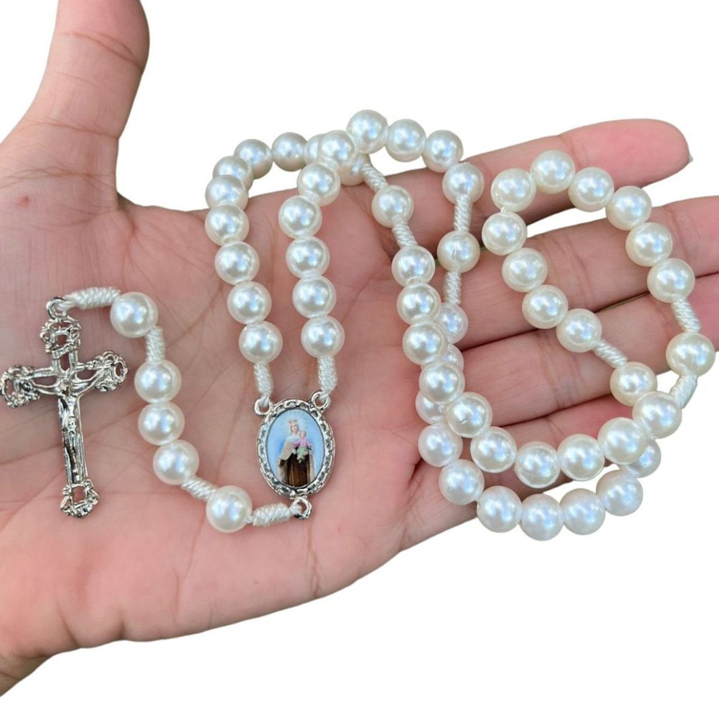 Terço de Pérola de Nossa Senhora do Carmo em Oferta na Shopee