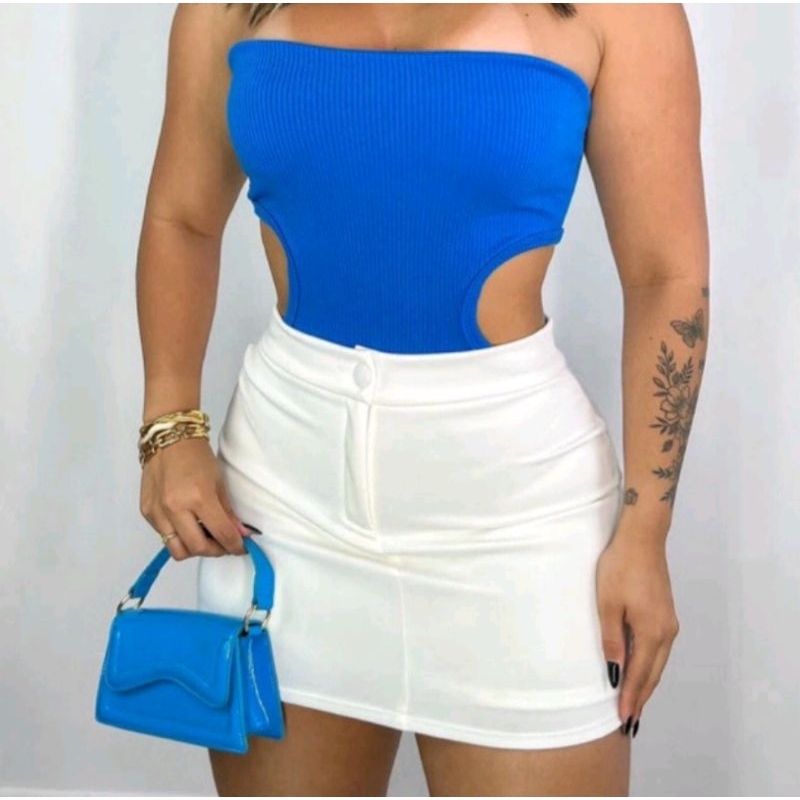 body recortes cavado suplex slim fitness maio verão carnaval em Oferta na Shopee