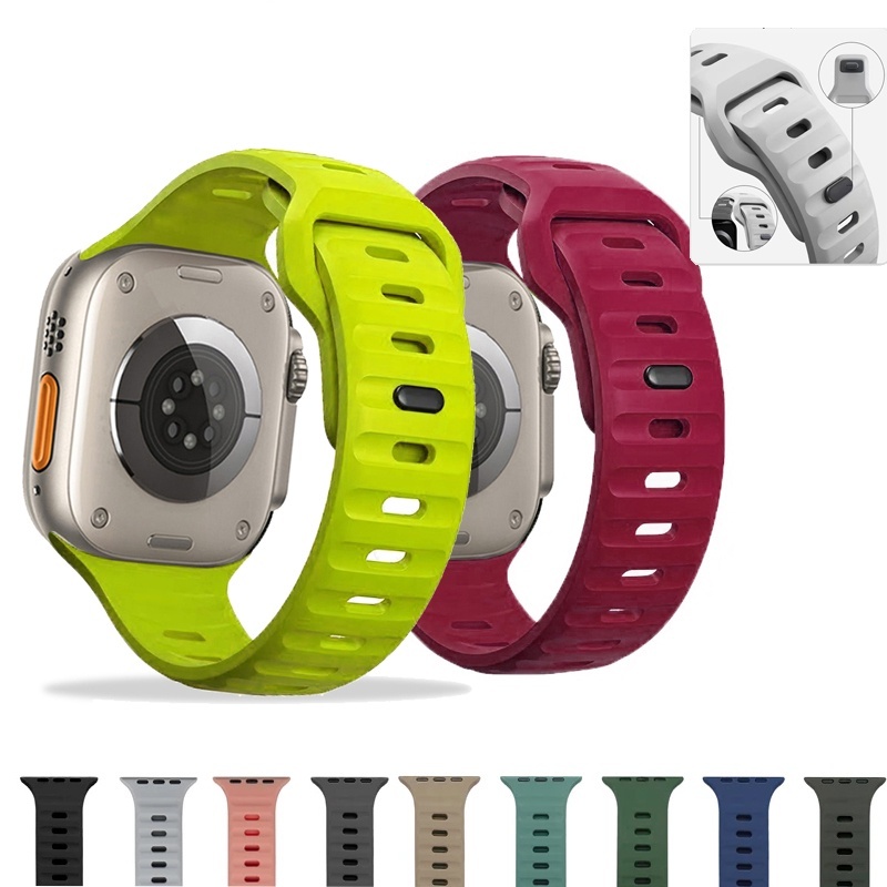 Pulseira de silicone Compatível Apple Watch Ultra 49mm 45mm 44mm 42mm 41mm 40mm 38mm Série 8 7 6 SE 5 4 3 2 1 SmartWatch