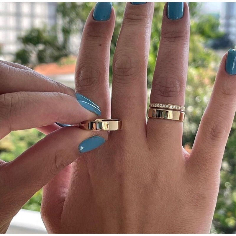 Par de Aliança MOEDA ANTIGA Quadrada Reta 5mm | Aliança Casamento Noivado