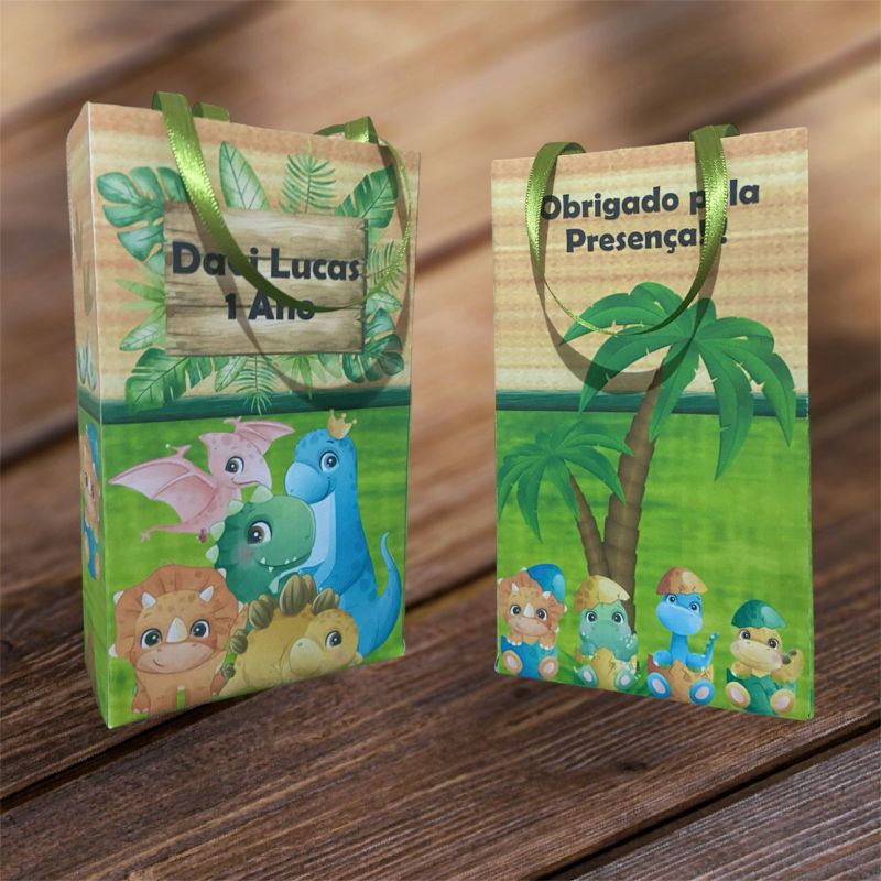 Sacolinha personalizada Dino baby 15 unidades