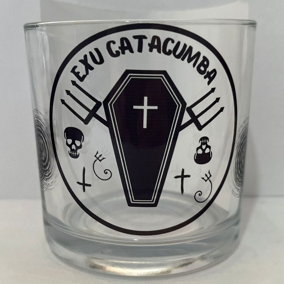 COPO DE WISKY E BEBIDAS EXU CATACUMBA 260ML VIDRO - UMBANDA QUIMBANDA E CANDOMBLE