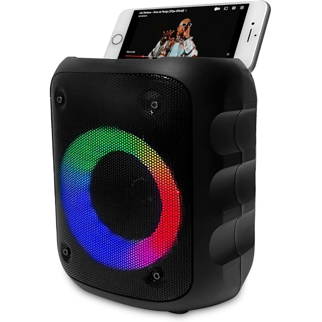 Caixa de Som Bluetooth Caixinha Som Portatil Potente com Excelentes Graves Luzes Radio Fm ...