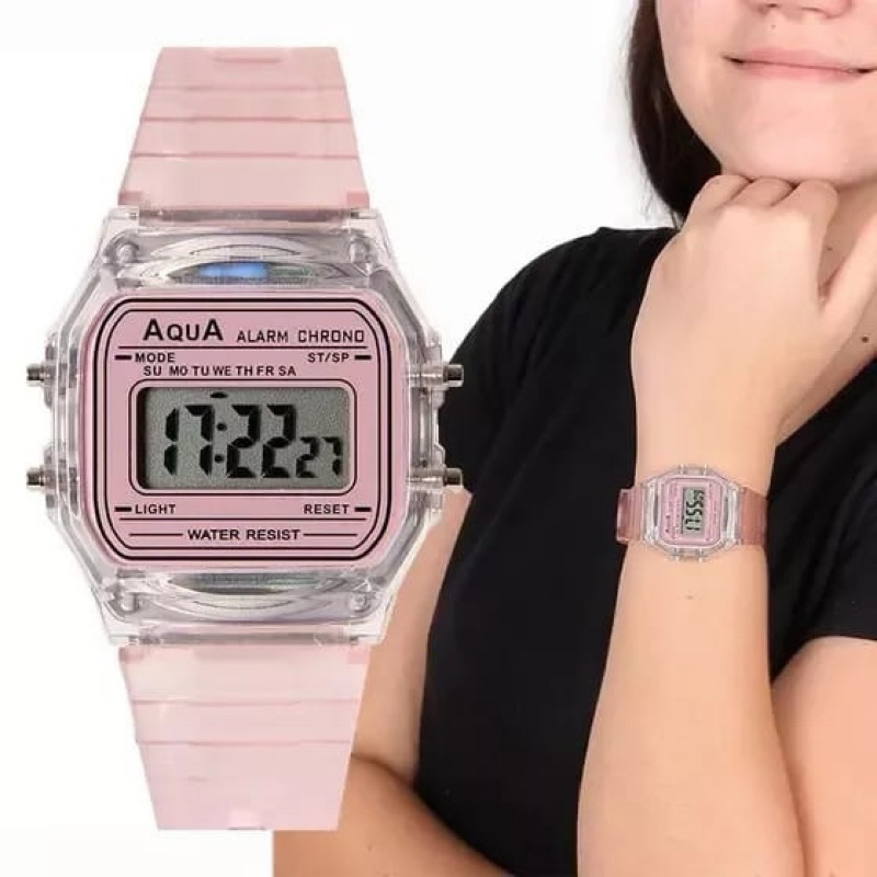 Relógio digital de pulso feminino AQUA a prova d'água original Q-81 em Oferta na Shopee
