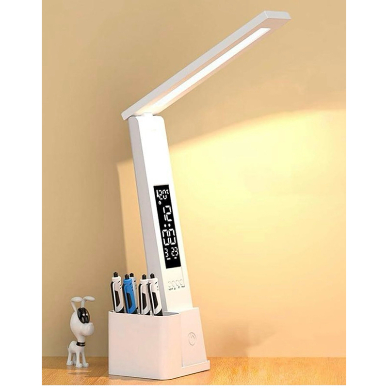 Luminaria de Mesa sem fio recarregavel usb -  abajur led Quarto Escritório Cor da cúpula Branco- luminária de touch com relógio - luminaria para manicure lasch design escritório estudos articulada