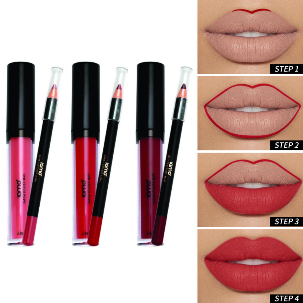 Kit Batom Matte e Lápis de Contorno Labial - IAMO Kit Labial Iamo Yamo Kit Batom e Lapis