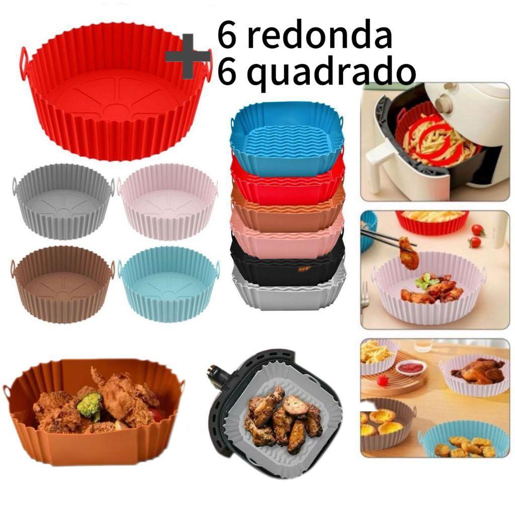 KIT 12 Forro Forma cesto de Silicone Para Airfryer fritadeira Bandeja Panela 18cm