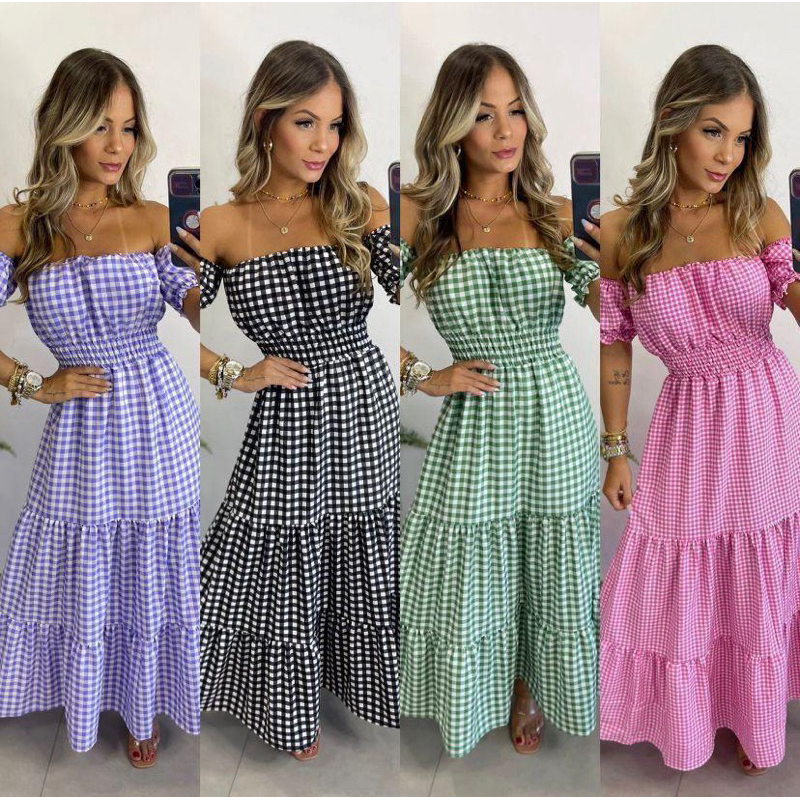 Vestido Xadrez Ciganinha Tomara Que Caia