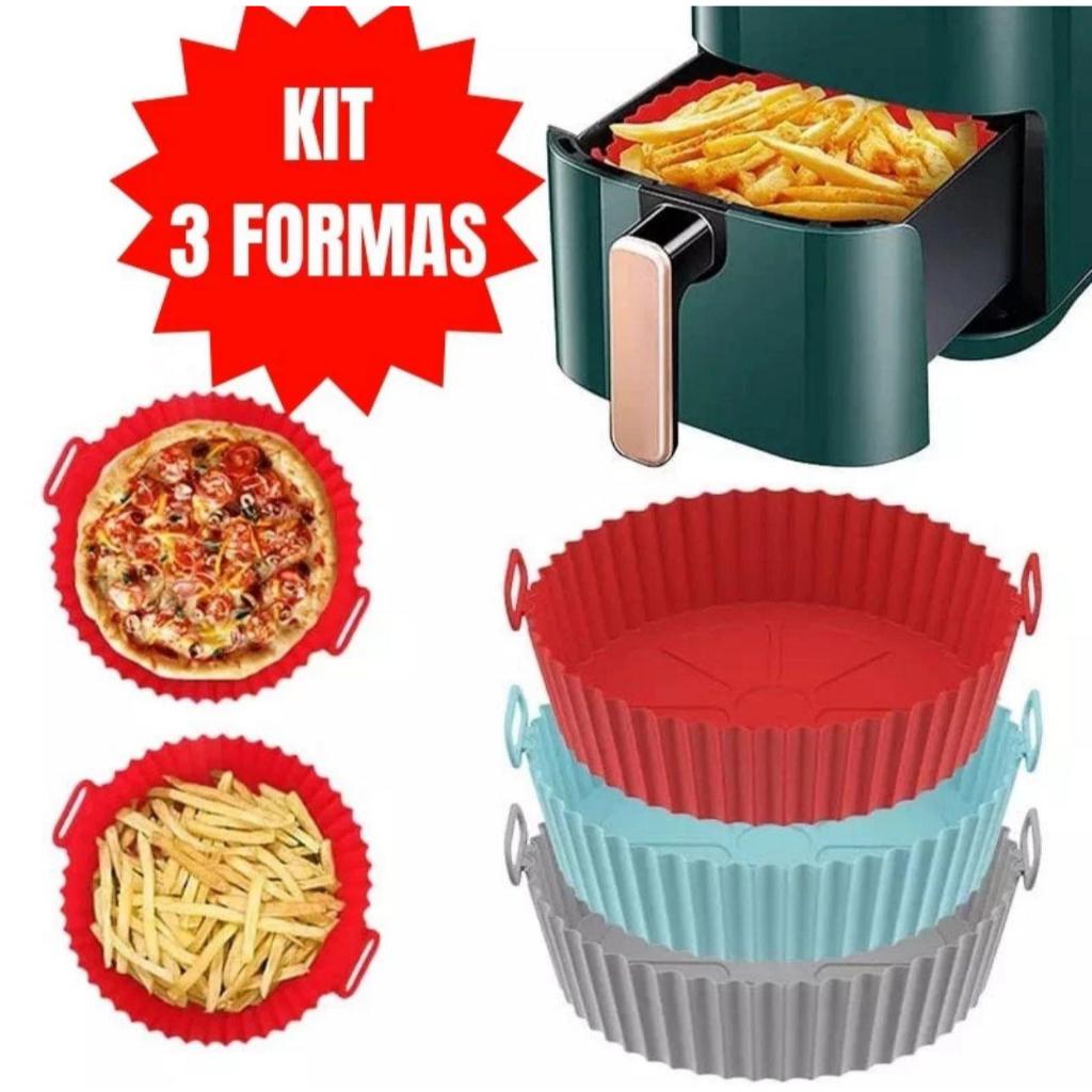 Kit 3 Forma Redonda de Air Fryer Micro-ondas Forno Redondo/Cores Sortidas