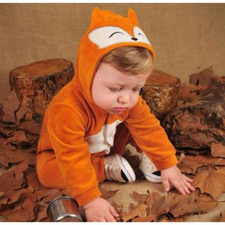 Macacão de Bebê em Plush com Capuz Bordado Animais Raposinha Laranja em Oferta na Shopee