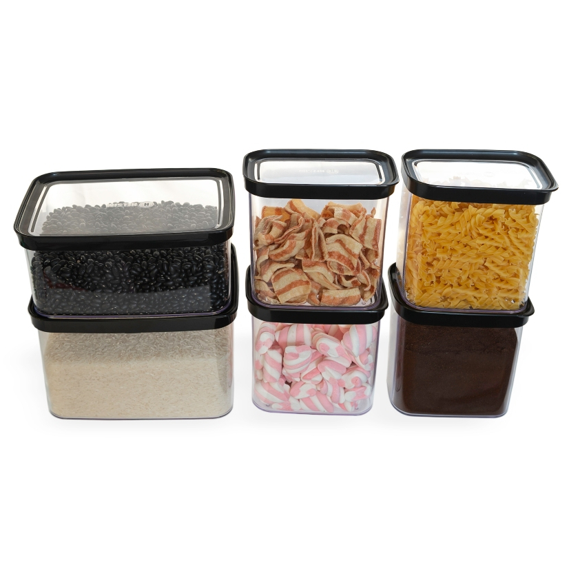 Conjunto 6 potes herméticos Luxo para mantimentos e utilidades domésticas