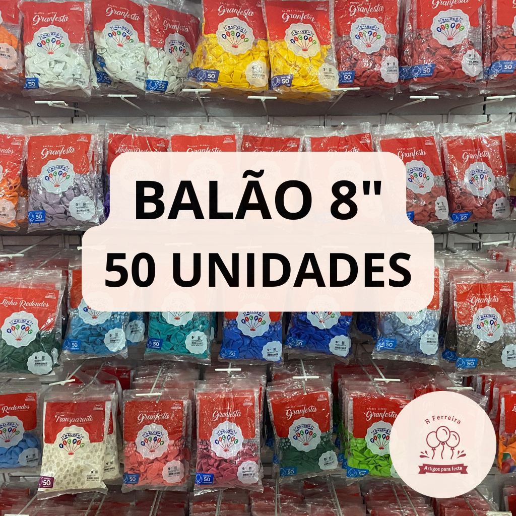 Balão Bexiga para Festa 8 polegadas 50 unidades Pic Pic