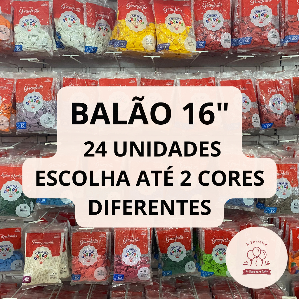 Kit Balão Bexiga para Festa 16 polegadas 24 unidades Pic Pic 2 Pacotes em Oferta na Shopee