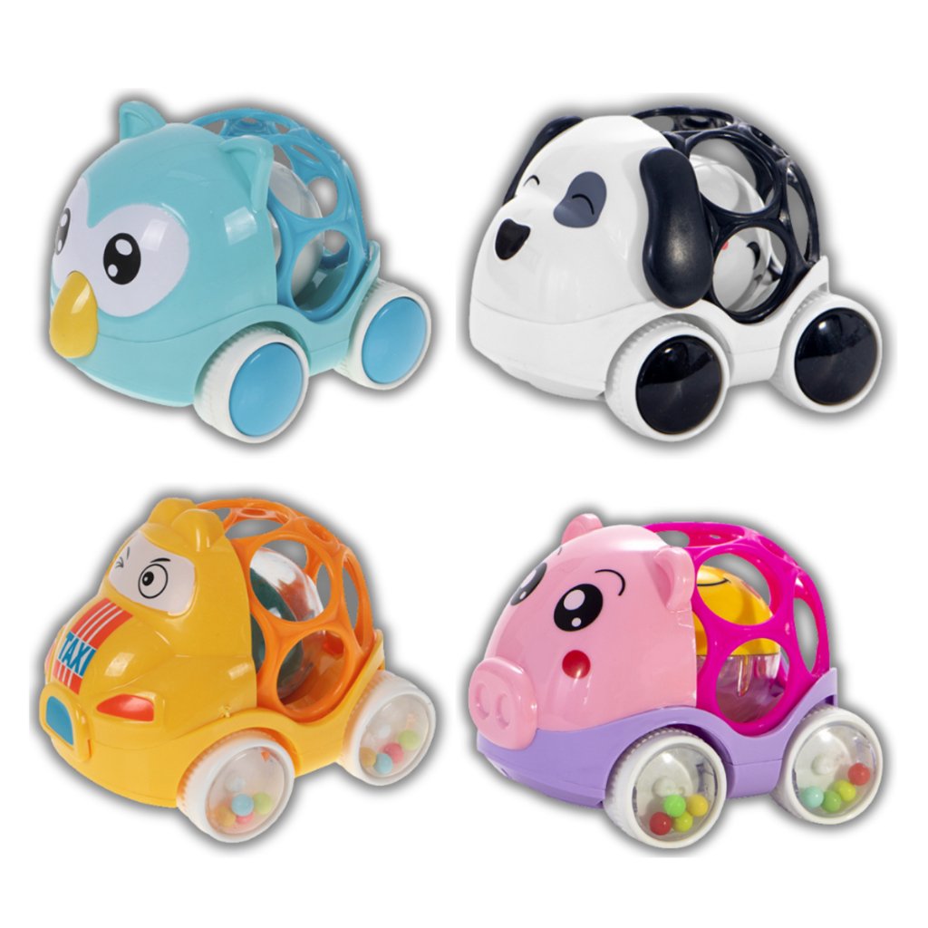 Carrinho Chocalho com Rodinhas Animal Taxi Bebê Criancas Brinquedo Interativo Mordedor