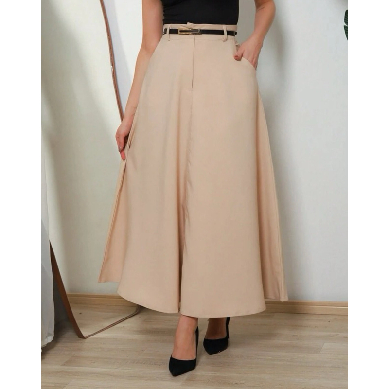 Saia Longa Feminina Alfaiataria Moda Evangélica Casual Básica Inverno Cintura Alta em Oferta na Shopee