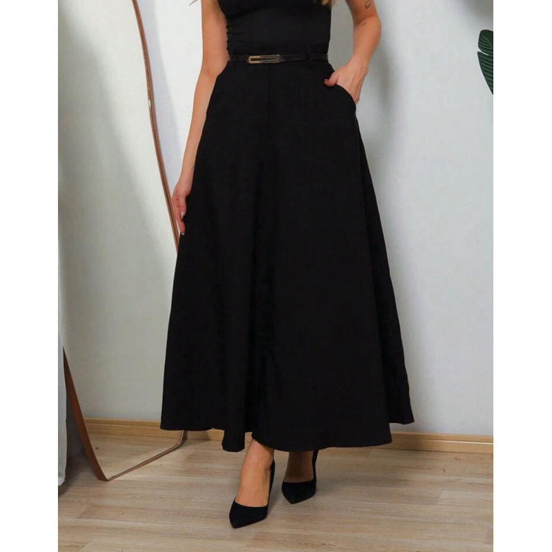 Saia Longa Feminina Alfaiataria Moda Evangélica Casual Básica