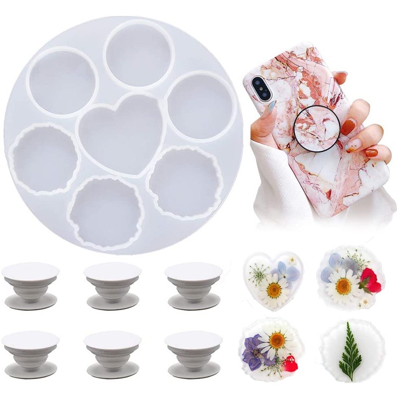 Molde Silicone para Resina / Molde redondo e coração / Pop socket e porta crachá em Oferta na Shopee
