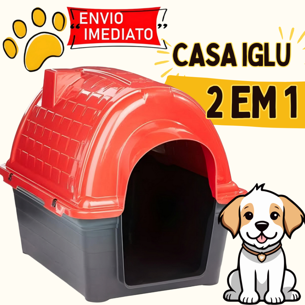 Casinha de cachorro Plástica modelo Iglu Furacão pet N1 em Oferta na Shopee
