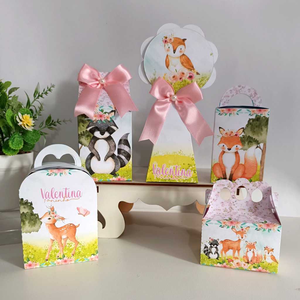 Kit Personalizados Bosque Encantado - Floresta Encantada - Lembrancinha - Kit Festa - Kit Caixa - Aniversário