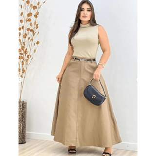 SAIA RODADA LONGA FEMININA ALFAIATARIA MODA EVANGÉLICA SOCIAL em Oferta na Shopee