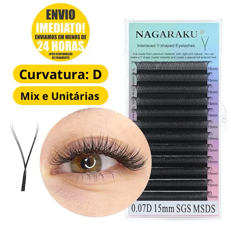 Cílios Y Nagaraku 0.07D Volume Brasileiro Extensão Cílios Mix e Unitárias Envio Imediato