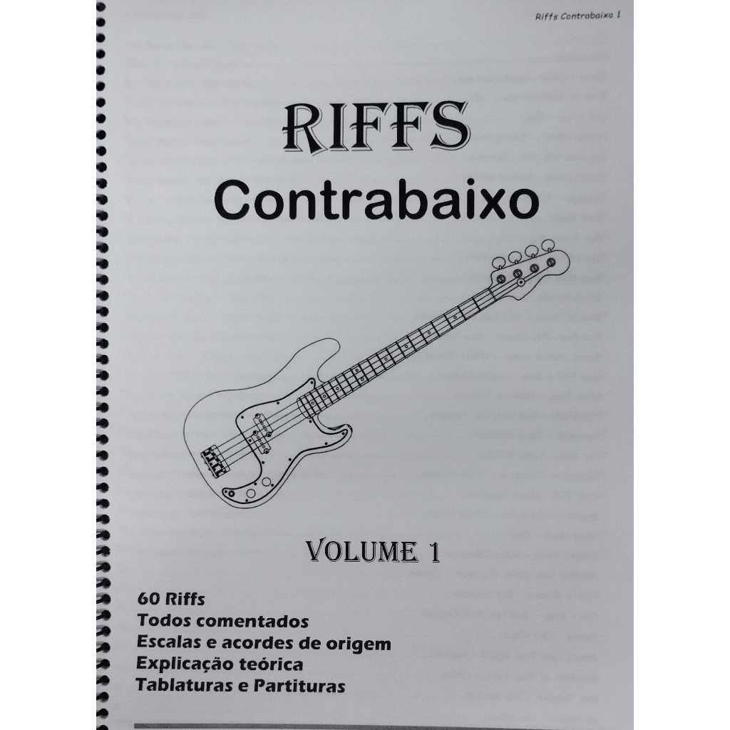 Apostila Contrabaixo Riffs Volume 1 – 60 músicas