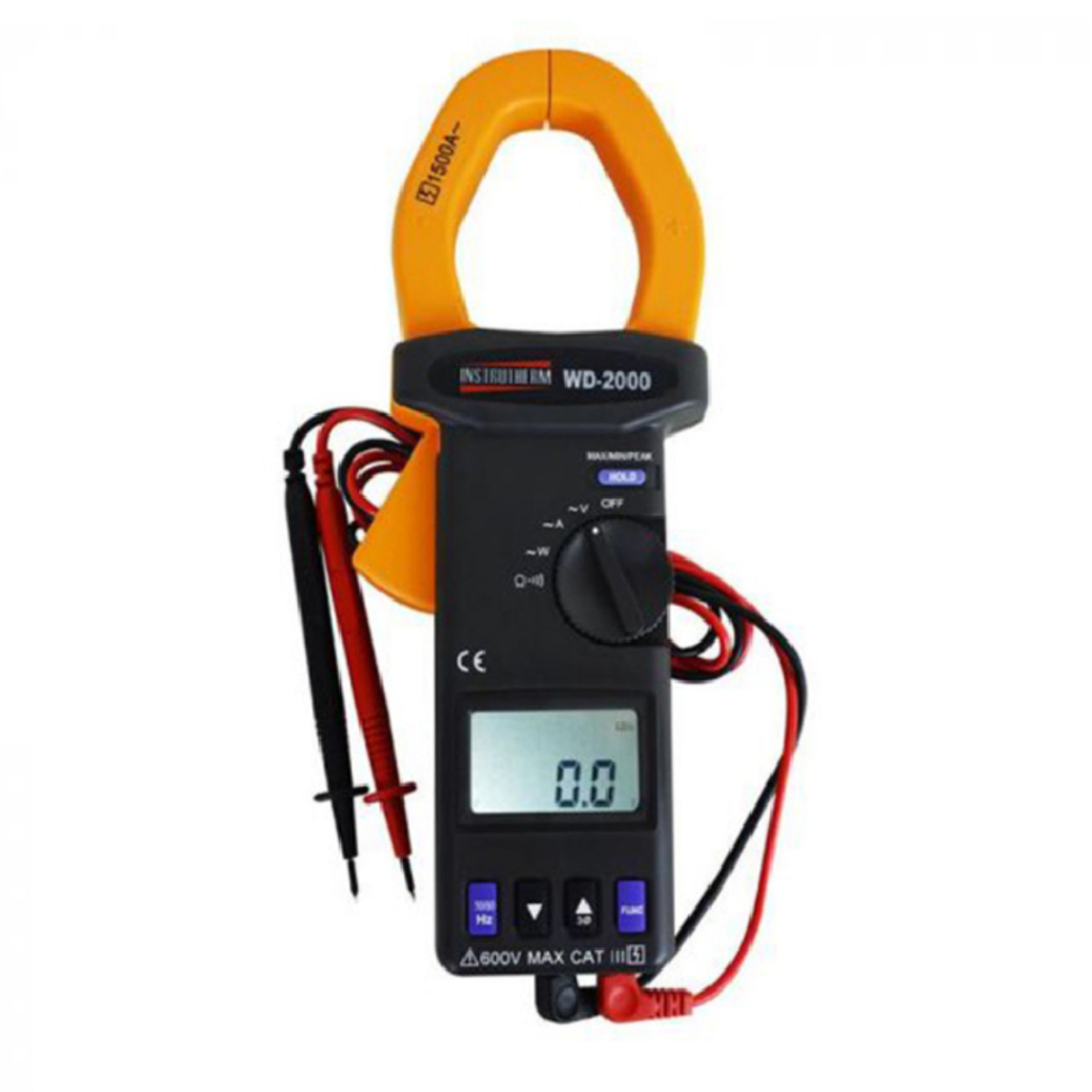 Wattímetro Digital 600V A 1500A  Rms Função Pico Harmônicas Wd-2000 Portátil Instrutherm Estojo