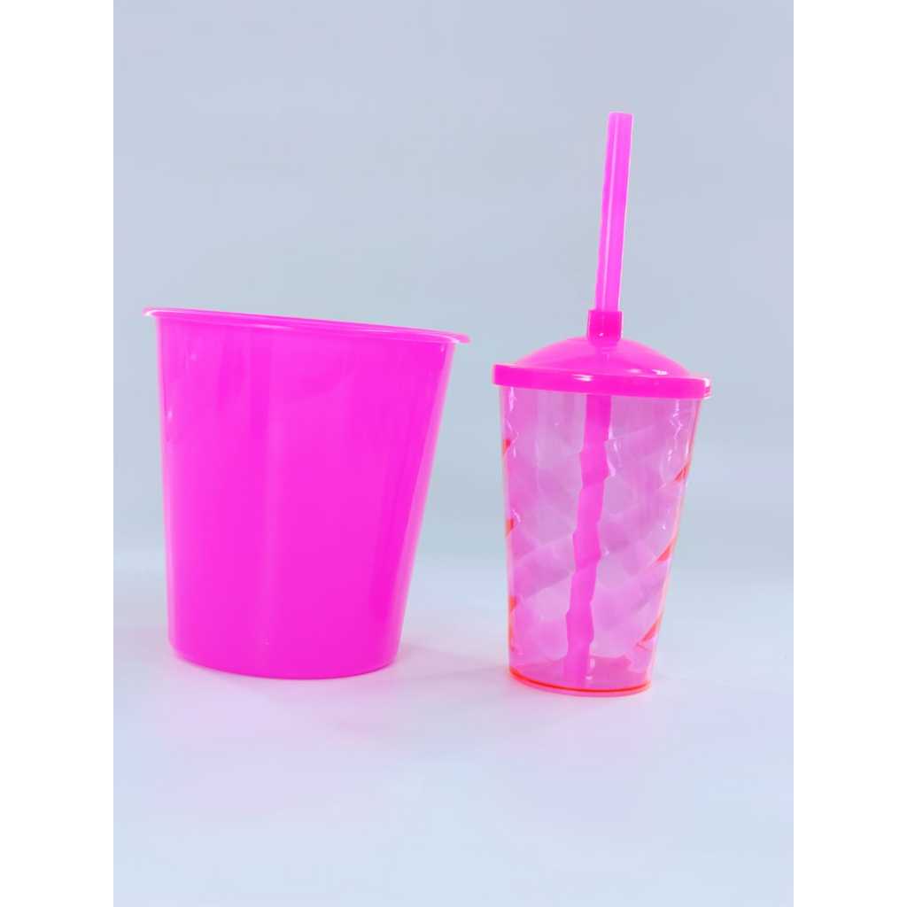15 Kits Cineminha Balde 1 Litro +copo Twister 400ml Translúcido Art Milly