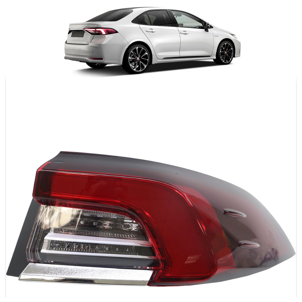 Lanterna Traseira Corolla 2020 2021 2022 2023 Canto Bicolor Led Lente Lisa Acrilico - Spare Parts and Accessories for Vehicles