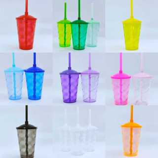 05 copos Twister 400ml Translúcido com tampa e canudo Art Milly em Oferta na Shopee